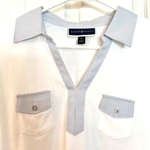 NWT Karen Scott Collared 100% Cotton Top